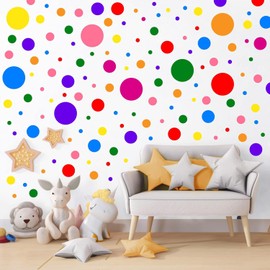 1240Pcs Polka Dot Wall Decals Colorful Boho Wall Decal Peel and Stick Kids Wall Decals Removable Round Circle Rainbow Wall Stickers for Girls Baby Playroom Nursery Classroom Bedroom Living Room Decor
