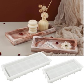 2 Pack Rectangular Tray Silicone Mold, Large Plate Resin Mold, DIY Plaster Cast Cement Concrete Rings Jewelry Storage Box Mold
