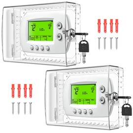 2 PCS TRJ Thermostat Lock Box with Key, Clear Thermostat Cover with Lock for Thermostat on Wall, Lockable Thermostat Lock Box Cover, AC Lock Box Cover with Key Fit Thermostats 5" H x6.3 W or Smaller