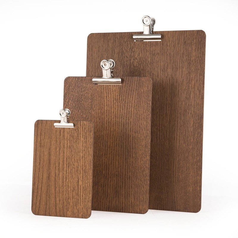Chalkboards UK Clipboard with Silver Clip, Wood, Dark Oak, 26.2