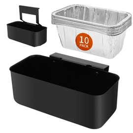 Ziopetru Blackstone Grease Cup & Drip Tray Set - Universal Grease Catcher Compatible with 17/22/28/36" Griddles - Includes 10 Foil Liners & Long/Narrow Hooks - Two Mounting Options