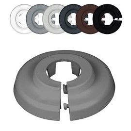 Fux Pack of 10 Single Rosettes for Heating Pipes, Covers, 15 mm, 18 mm, 22 mm, Polypropylene, Black, Brown and Grey Tones (18 mm, Dust Grey RAL 7037)