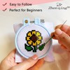Zhenqing 5 Patterns Mini Cross Stitch Keychain Kit, DIY Flower