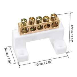 sourcing map Copper Screw Terminal Block Connector Bar 100A Double Row Bridge Shape Ground Wire 5 Positions 3 Pcs