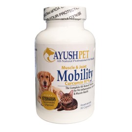 Ayush Pet Curcumin Joint Support Supplement, 97% Pure Curcuminoids, Joint, Digestion, and Heart Support by Ayush Herb, Small or Large Animals, Young or Senior Pets, 250 mg per Capsule, 90 Capsules