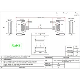Wholesale Cables 6FT Serial Extension Cable, DB37 Male to DB37 Female, 37 Conductor 10D4-01206