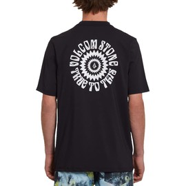 Volcom Men's Standard UPF 50+ Short Sleeve Loose Fit Rashguard, Black, Small