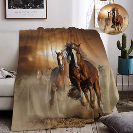 Horse Motif Blanket, 130 x 150 cm, Soft Flannel, Fluffy and Warm, 3D Horse Blanket as Sofa Blanket, Couch Blanket, Bedspread (B, 130 x 150 cm)