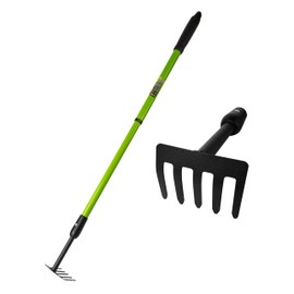 Small Garden Hand Rack, Ajustable Handle Heavy Duty Gardening Hand Cultivator Garden Tool with Non Slip Handle Hand Weeder Tool for Weeding Tilling Soil Planting