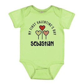 TATY Kids My First Valentine's Day Sebastian Baby Infant One Piece Bodysuit Newborn Key Lime Green