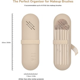 Funda Para Brochas De Maquillaje De Viaje Con Broche Estuche Organizador De Maquillaje, Silicona Anticaída, Organizador De Herramientas De Maquillaje Suave y Elegante, Para Viajes,(Nuez)