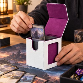 Trading Card Deck Box for 120+ Single-Sleeved Cards – Magnetic Closure Case with Display Window for TCG & CCG Storage