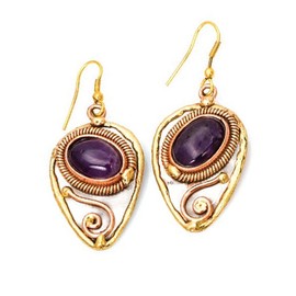 Anju E2207 Mixed Metal Earrings with Amethyst