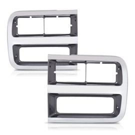 G-PLUS Front Headlight Headlamp Bezel Trim Chrome Surround Pair Compatible with Chevy G10 G20(submodel: Beauville, Chevy Van, Sportvan) 1992-1995/Fit Chevy G30 1992-1996 Headlight Bezel Silver