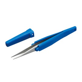 Hozan ESD Grip Tweezers, Non-slip Elastomer Grip, Anti-static, Tip Width 0.6mm, Straight PP-130-ESD