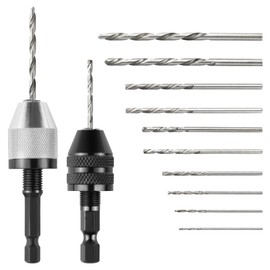 2 pieces keyless drill chuck, 1/4 inch hex shank drill adapter, 0.3-6.5 mm and 0.3-3.6 mm 3-jaw drill chuck, keyless drill chuck with 10 x 0.8-3.0 mm drill set for conversion tool