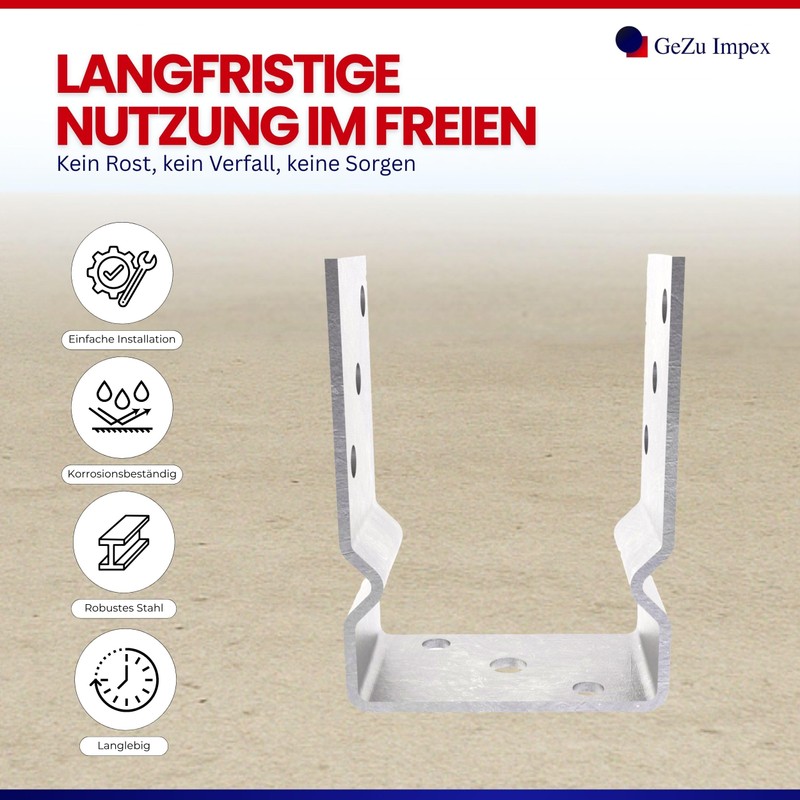 U-Post Support for Doweling with Bead, Hot-Dip Galvanised 91 mm