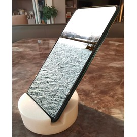 fashciaga fashciaga Marble Cell Phone Stand Holder for Cellphone Tablet On Desk, Countertop, Table, Nightstand. Heavy Solid Real Stone Mobile Phone Stands (White)