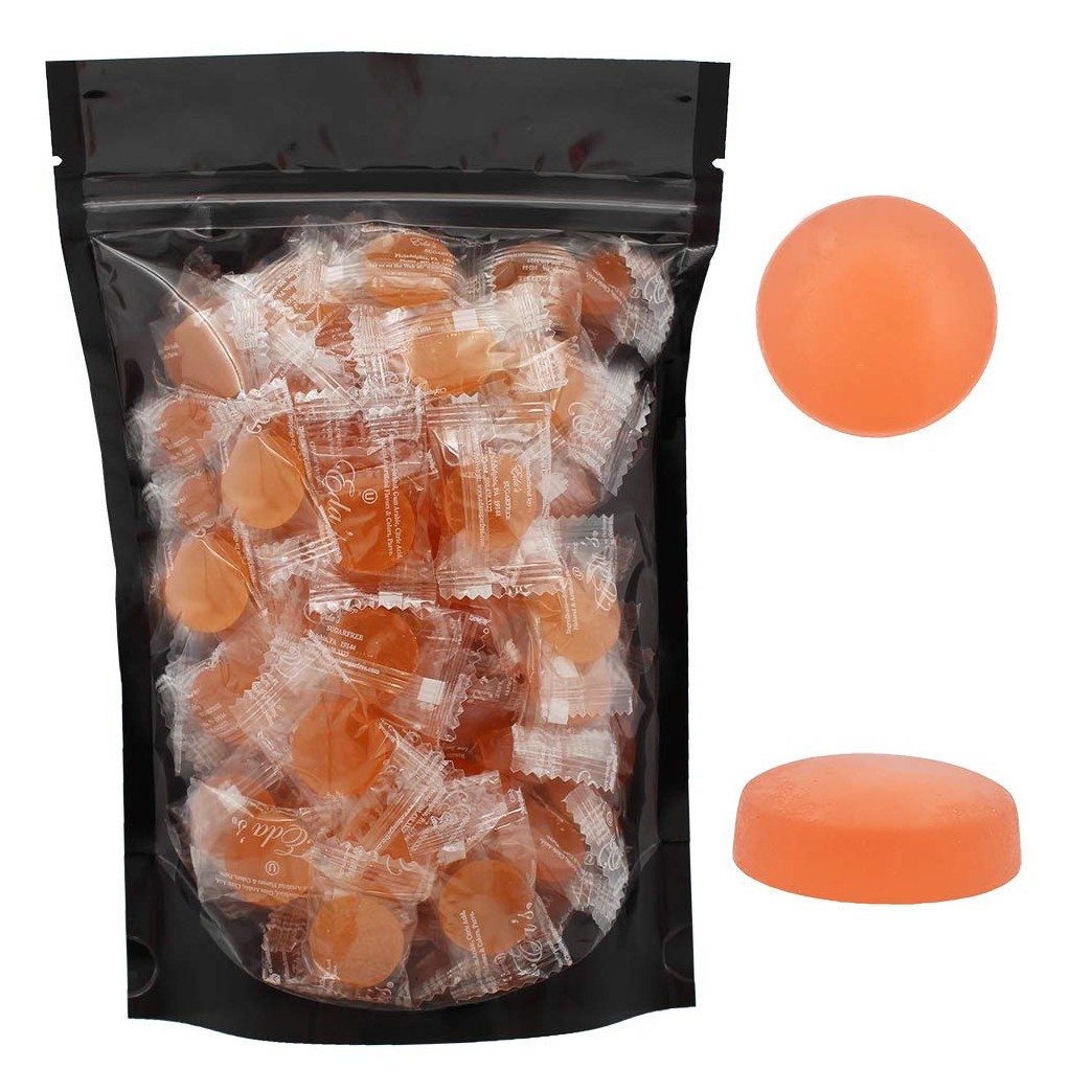 Sugar-Free Premium Hard Candy Suckers, Mini Fruit Button Candies, Kosher Certified Parve, Uses Sorbitol, Low-Sodium, Individually Wrapped (Peach, 8oz (Half-Pound) 75 Pcs)