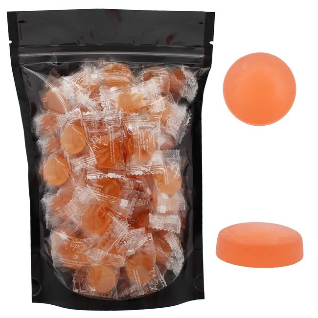 Sugar-Free Premium Hard Candy Suckers, Mini Fruit Button Candies, Kosher Certified Parve, Uses Sorbitol, Low-Sodium, Individually Wrapped (Peach, 8oz (Half-Pound) 75 Pcs)