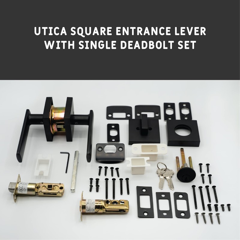 Weslock(027703232FR22-2) Utica Square Entrance Lever with Single Cylinder Deadbolt Set
