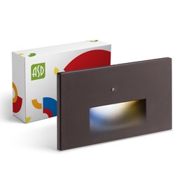 ASD LED Recessed Step Light Fixture, Dusk to Dawn Outdoor Stair Tread Lighting | 3CCT, Photocell, Waterproof, ETL Listed | 3W 120LM 3000K-5000K 120V | Staircase Hardwired Illumination | Dark Bronze