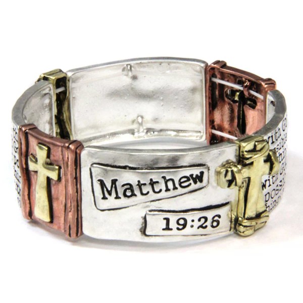 Unbranded 4031491 Matthew 19:26 Stretch Bracelet Cross Christian Scripture Verse