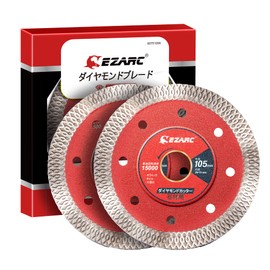 EZARC Thin Diamond Cutter, 4.1 inches (105 mm), Dry Type, Wet Type, Diamond Blades, Thin Blades, Turbo Cutting, High Speed Grinding, Ceramic Tile, Granite, Cutting Blades, Pack of 2