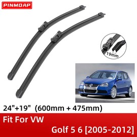 2 Wipers 24" 19" Front Wipers Replacement Fit for VW Golf 5 6 2005-2012, Windshield Wiper Blades Original Equipment Wiper Blade, That Meet OEM Quality Easy DIY Install Premium All-Season