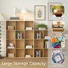 White Oak Wooden 12-Cube Storage Organizer with Closed Back Panel