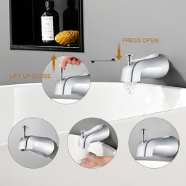 Gold Hao The Bathroom Universal Slip-On Tub Spout with Diverter - 5" Bath Tub Faucet with Diverter, Easy to Install & Save Water Leaks in Minutes, Fit 5/8" Copper Pipe (Chrome)