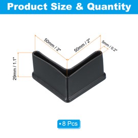 PATIKIL Leg Pads l Shape 2" x 2", 8pcs Furniture Leg Cover Protectors l Shaped Rubber Furniture Angle Iron Caps Black