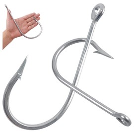 OROOTL Saltwater Large Giant Fishing Hooks, Shark & Alligator Hooks, Stainless Steel J Hooks, Extra Strong Sharp, Size 5/0-20/0, 12pcs