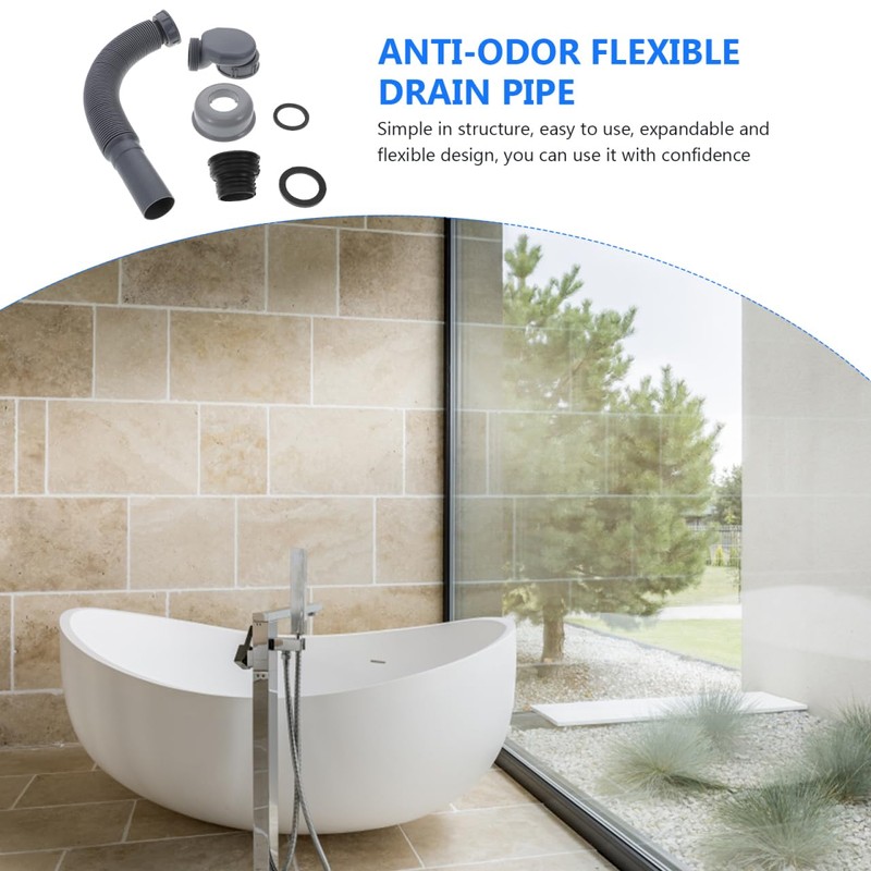 DOITOOL Flexible Tub Drain Low Profile 1 1/2 P Flexible