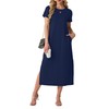 Lepunuo Womens Dresses Crewneck Short Sleeves Casual Split Wrinkle-Free Maxi