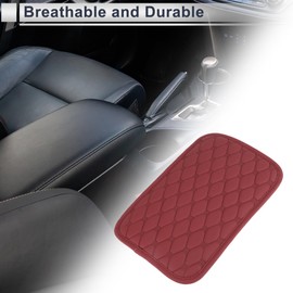 Hihaha Universal Center Console Cover Center Console Cushion with Storage Bag Middle Console Cover Lid for Most Vehicle SUV Car Sedan 11.81"x7.87"x0.59" Red Nappa Leather