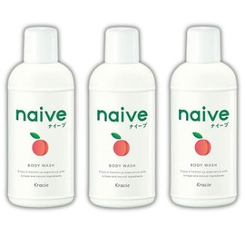 Naive Body Soap, Mini, Liquid Peach Leaves (2.8 fl oz (80 ml) x 3, For Travel, Convenient Travel Size, Single Item Size: 1.9 x 4.9 x 1.2 inches (49 x 125 x 31 mm)