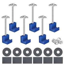 Pickup Truck Tool Box Mounting Kit No Drill, 6 Pcs Blue Upgraded Truck Bed Toolbox Tie Downs, Aluminum Alloy J Hook Style Crossover Tool Box Mount Clamps, Truck Toolbox Accessories