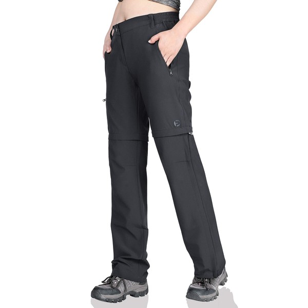 Outdoor Ventures Women's Convertible Pants, Quick Dry Hiking Zip-Off Pants, Stretch Lightweight Cargo Pants Black