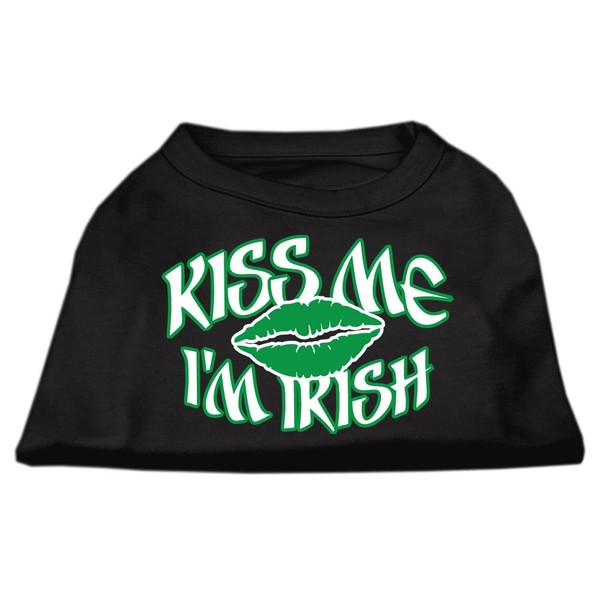 Mirage Pet Product Kiss Me I'm Irish Screen Print Shirt Black Med