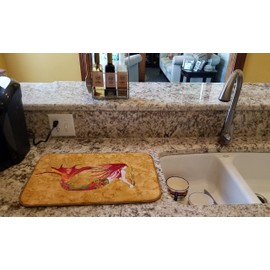 Caroline's Treasures 8727DDM Ginger Red Headed Mermaid on Gold Dish Drying Mat Absorbent Dish Drying Mat Pad for Kitchen Counter Dish Drainer Mat for Countertop, 14 x 21", Multicolor