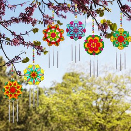 Ayhuhra 30 Sets Mandala Suncatchers Craft Kits Stained Glass DIY Window Paint Art Flower Suncatcher Kits for Spring Summer Party Activities Art Project Party Favors (Mandala Wind Chimes)