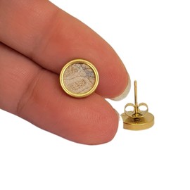 HAPPY CROWNS Edelstahl Ohrstecker silber gold rosegold rund 6, 8, 10 mm| Kork Ohrringe Lederhautimitat beige Einschlüssen | Schmuck Unikate aus Deutschland | Nickelfreier Ohrschmuck | Vegan & Handmade