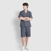 JAJU [JAJU] Men's Seersucker Pattern 5-Inch Pajama Set_Light Navy