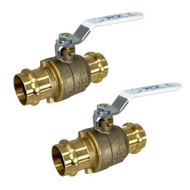 PROCURU 2-Pack 1-Inch Press Copper Ball Valve, Heavy Duty Brass Body, Full Port, LF Certified Safe (3BP100-2P)