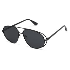 VANLINKER Retro Polarized Aviator Sunglasses for Women Men Classic Trendy Driving Sunglasses Designer Metal Frame VL9837 Black Frame Grey Lenses