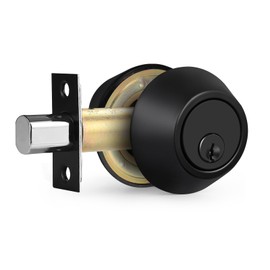Gobrico Black Keyed Alike Double Cylinder Deadbolts Door Locks Round Keyed Both Sides Combo Door Locksets with Same Key for Exterior or Interior Doors 3 Pack