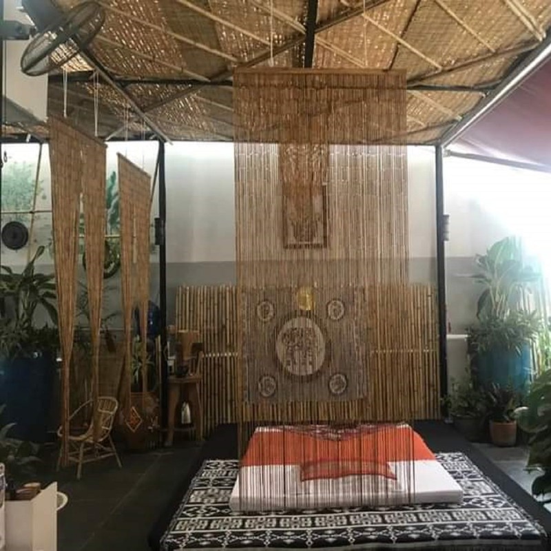 TACHILC Wood and Bamboo Beaded Curtain, Bamboo Beaded Curtain for