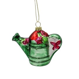 Silver Tree 4-Inch Glass Watering Can Shaped Ornament