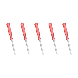 FOCMKEAS 5PCS Mini Phillips Screwdriver, 2.5mm Cross Head with Red Non-slip Handle for Small Appliances, 2.56"(65mm) Total Length, Non-magnetic